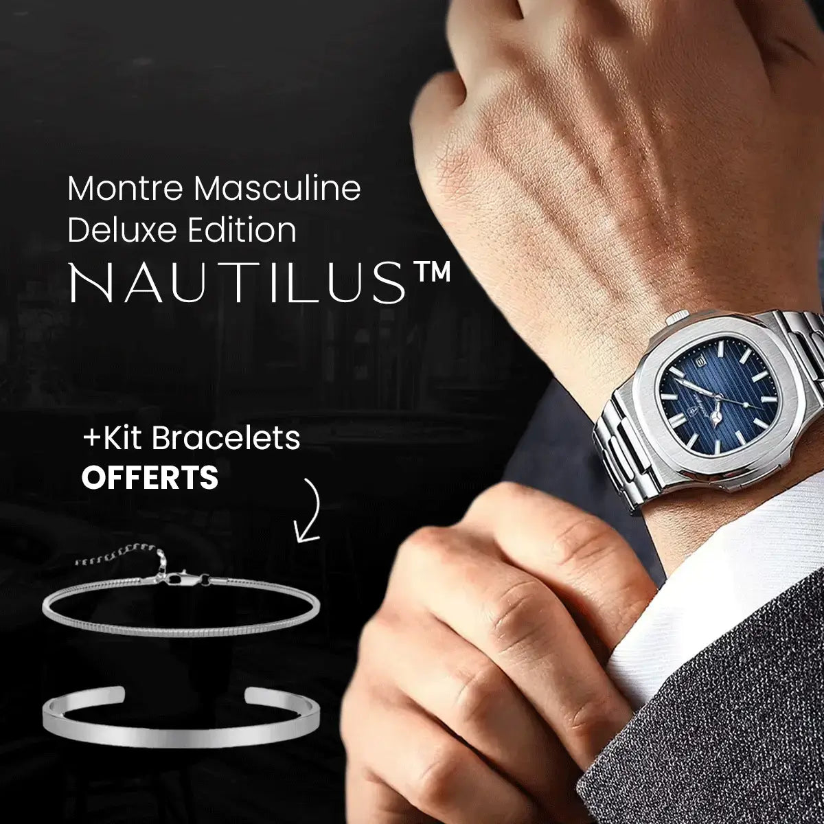 Montre Nautilus™ Luxe pour Hommes avec un Kit de Bracelet Gratuit – Une Affaire Impeccable !